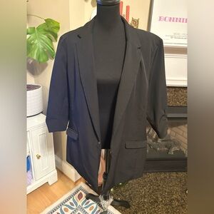 INC International Concepts Black Women's Blazer 3/4 Sleeves